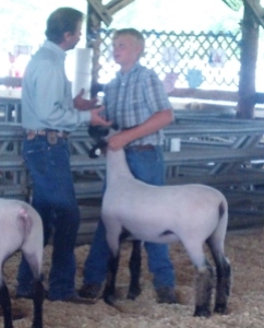 My godson Zachary and his market lamb with the judge. 
